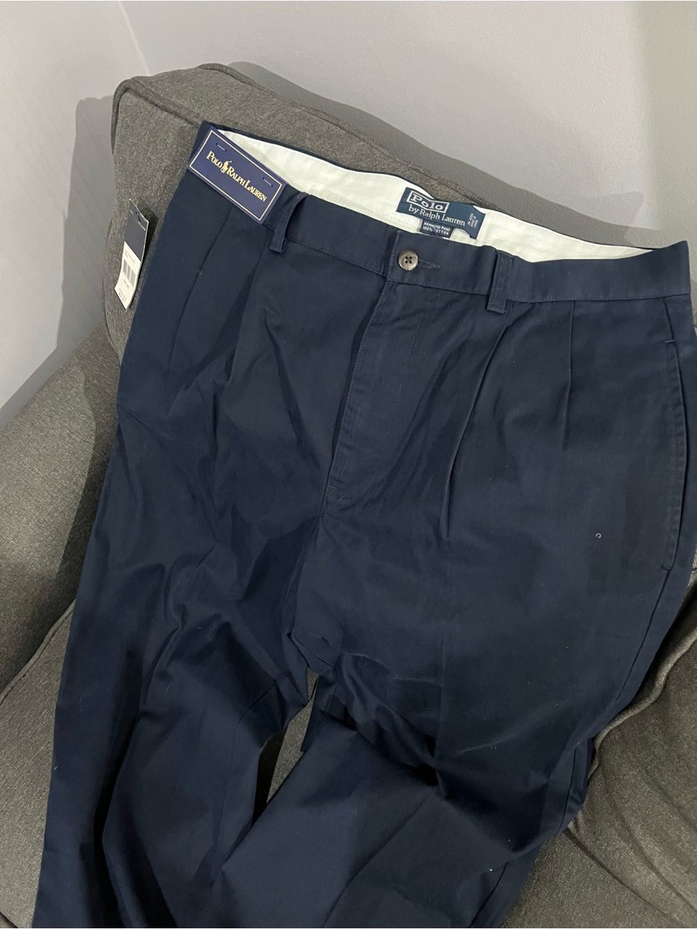Ralph Lauren Navy Pleated Men's Chinos